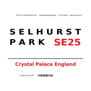 Schild "Selhurst Park SE25 weiß" 20 x 30 cm