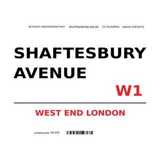 Schild "Shaftesbury Avenue W1 weiß" 20 x 30 cm 