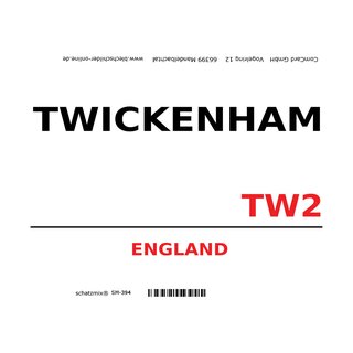 Schild "Twickenham TW2 weiß" 20 x 30 cm 
