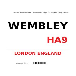 Schild "Wembley HA9 weiß" 20 x 30 cm 