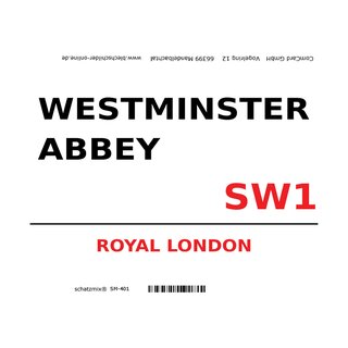 Schild "Westminster Abbey SW1 weiß" 20 x 30 cm 
