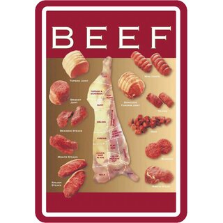 Schild Spruch "Beef" Fleisch Arten 20 x 30 cm