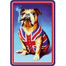 Schild Motiv "Hund mit England Flagge und...