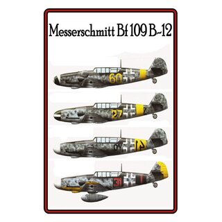 Schild Motiv "Messerschmitt Bf 109 B-12" Flugzeug 20 x 30 cm 