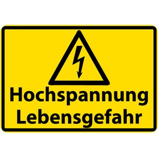 Schild Spruch "Hochspannung Lebensgefahr" Gelb 20 x 30 cm 