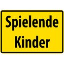 Schild Spruch "Spielende Kinder" Gelb 20 x 30 cm 