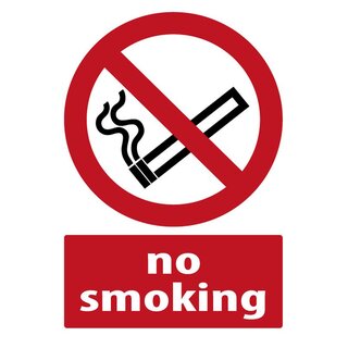 Schild Spruch "no smoking" weiß rot 20 x 30 cm 