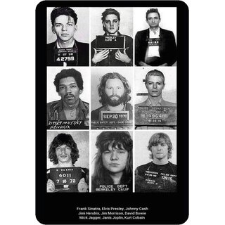 Schild Portrait "Presley, Cash, Hendrix, Bowie, Jagger, Cobain" Haft 20 x 30 cm