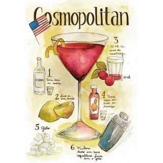 Schild Cocktailrezept "Cosmopolitan Rezept" 20 x 30 cm 