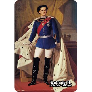 Schild Motiv "Ludwig der Zweite, 1845 bis 1886" Portrait König 20 x 30 cm