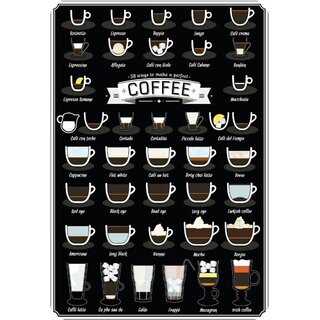 Schild Spruch "38 ways to make a perfect coffee" 20 x 30 cm