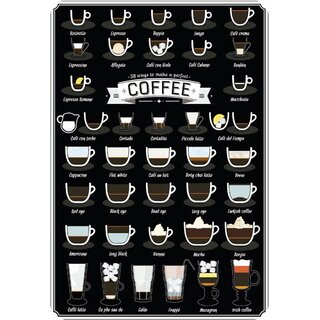 Schild Spruch "38 ways to make a perfect coffee" 20 x 30 cm 