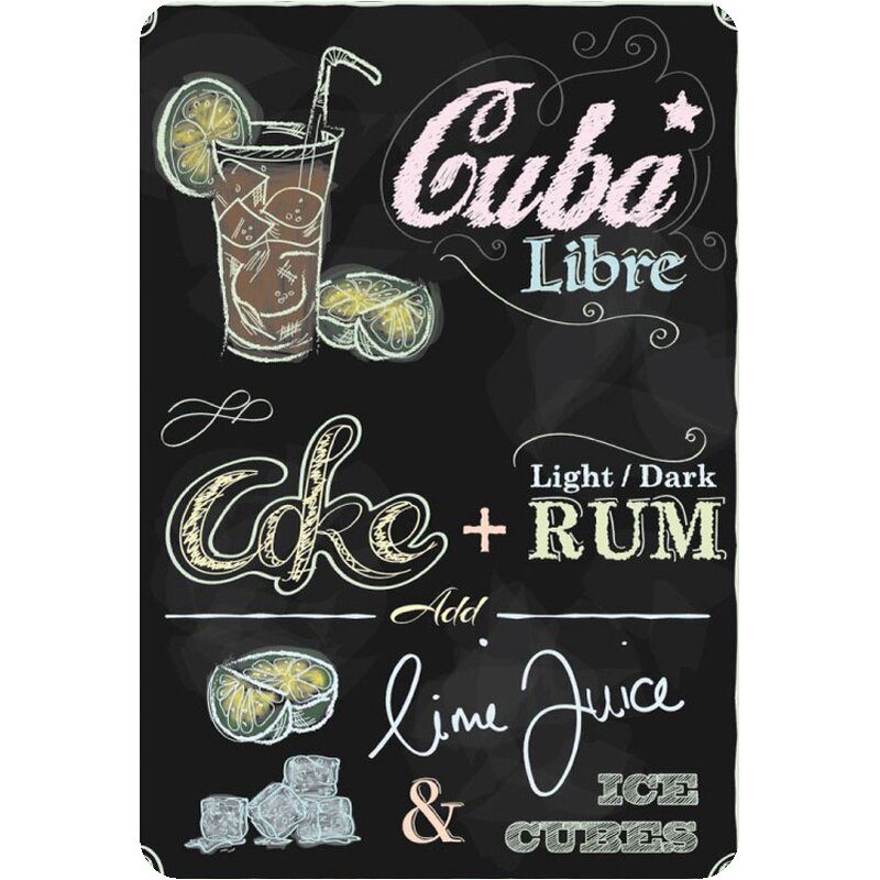 Getränke Cocktail Bar Rum Karibik Blechschild 20x30  Cuba Libre ...