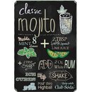 Schild Cocktailrezept "Classic mojito, mint lime...