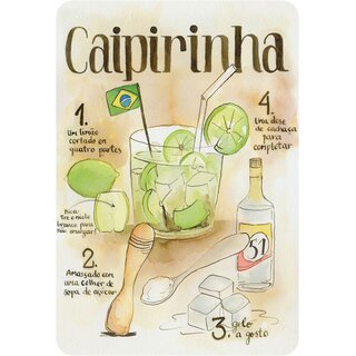 Schild Cocktailrezept "Caipirinha, limao, gelo a gesto" 20 x 30 cm 