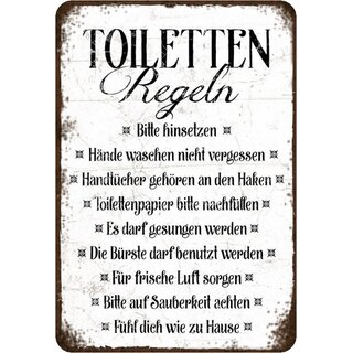 Schild Spruch "Toiletten Regeln, Bitte hinsetzen" 20 x 30 cm