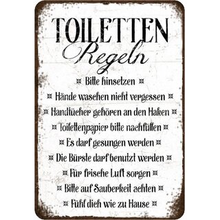 Schild Spruch "Toiletten Regeln, Bitte hinsetzen" 20 x 30 cm  