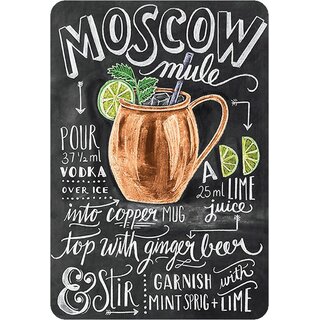 Schild Cocktailrezept "Moscow Mule, Vodka Lime Ginger Beer" 20 x 30 cm 
