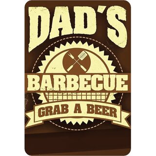 Schild Spruch "Dads Barbecue, Grab a beer" 20 x 30 cm 