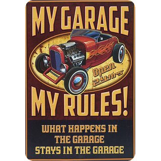 Schild Spruch "My garage, my rules, stays in garage" 20 x 30 cm  