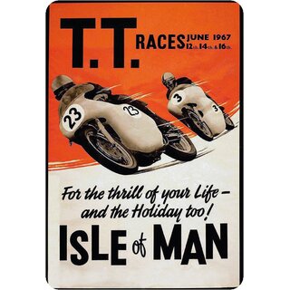 Schild Spruch "T. T. Races, Isle of man" Motorrad 20 x 30 cm