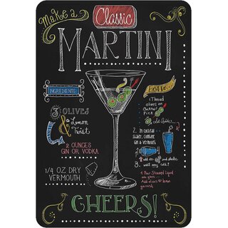 Schild Cocktailrezept "Make a classic Martini" 20 x 30 cm 