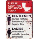 Schild Spruch "Please keep this bathroom cleen,...