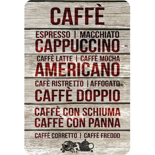 Schild Spruch "Caffé, Espresso, Macchiato, Cappuccino" 20 x 30 cm  