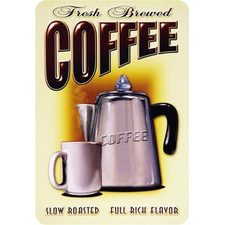 Schild Spruch "Fresh Brewed Coffee, slow roasted, rich flavor" Vintage 20 x 30 cm
