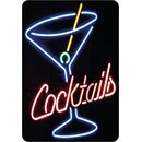 Schild Spruch "Cocktails" schwarz neon 20 x 30 cm