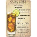 Schild Cocktailrezept "Cuba Libre Equipment,...