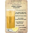 Schild Cocktailrezept "Gin Fizz, Equipment,...