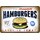 Schild Spruch "Try our homesytle Hamburgers, best in town" 20 x 30 cm