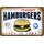 Schild Spruch "Try our homesytle Hamburgers, best in town" 20 x 30 cm  