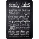 Schild Spruch Family Rules, say please and thank you...
