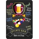 Schild Spruch "Sports Bar, relax and enjoy, Beer...