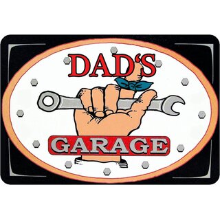 Schild Spruch "Dads Garage" schwarz 20 x 30 cm