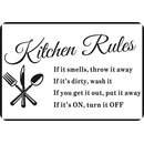 Schild Spruch "Kitchen Rules, throw away, wash it,...