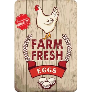 Schild Spruch "Farm fresh eggs, premium quality" 20 x 30 cm