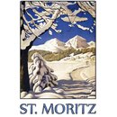 Schild Gemeinde "St. Moritz" Schnee Berge...