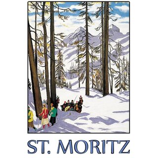 Schild Gemeinde "St. Moritz" Winter Schnee Ski 20 x 30 cm 