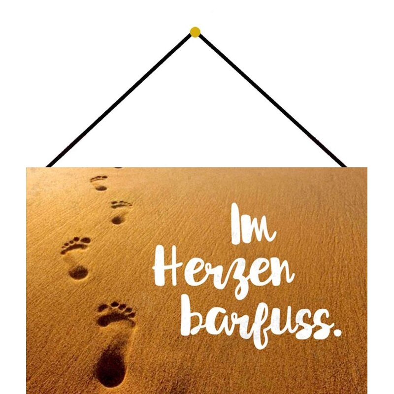 Schild Spruch "Im Herzen barfuß" 20 x 30 cm rosa, 9,49