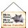 Schild Spruch "Mein Haus, Garten, Familie" Kater Katze 20 x 30 cm Blechschild mit Kordel