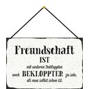Schild Spruch "Freundschaft mit Bekloppten...