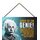 Schild Spruch "Genie, Fisch beurteilst klettern dumm" Einstein blau 20 x 30 cm Blechschild mit Kordel