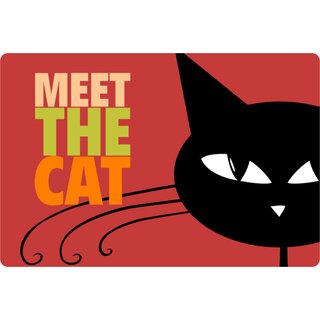 Schild Spruch "Meet the cat" rot 20 x 30 cm