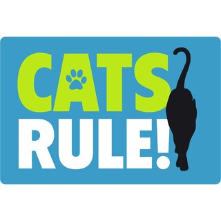 Schild Spruch "Cats Rule" blau 20 x 30 cm 