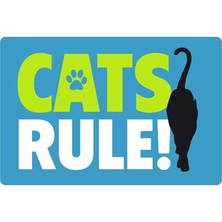 Schild Spruch "Cats Rule" blau 20 x 30 cm