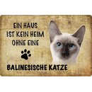 Schild Spruch "kein Heim Balinesische Katze" 20...