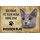 Schild Spruch "kein Heim Russisch Blau" Katze 20 x 30 cm